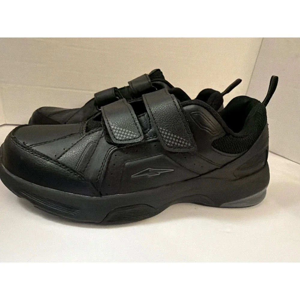 AVIA Men's Strap Black Leather Walking Shoes Memory Foam Insole 10W WIDE WIDTH